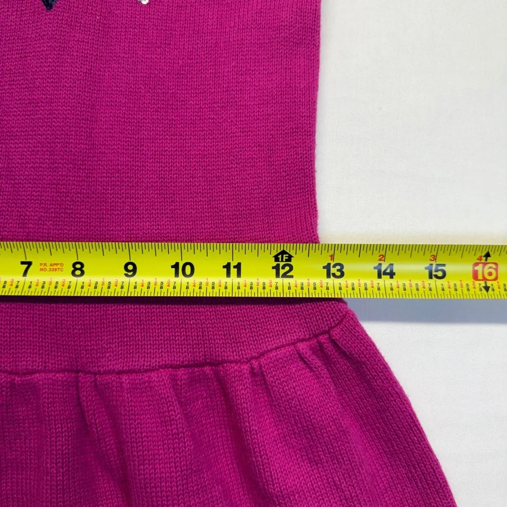 Gymboree Girls Pink Cat Face Sweater Dress Size 8 Sequin Kitty Knit Twirl